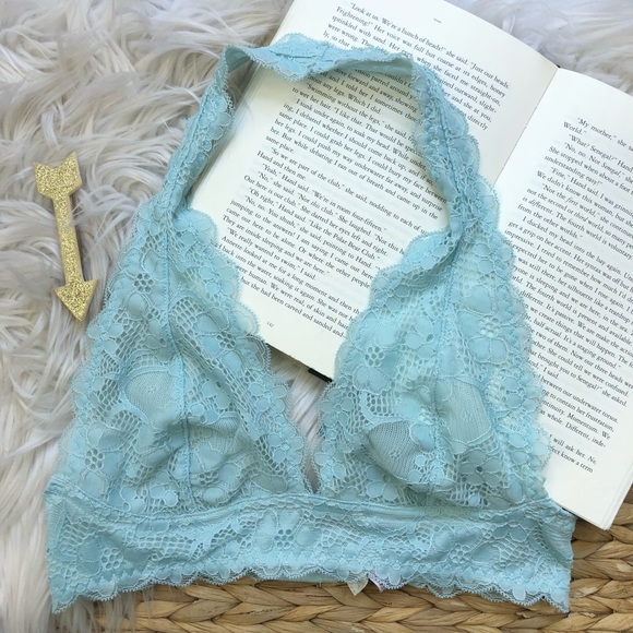 Free People Other - FREE PEOPLE Lace Halter Bra Sz XS Pale Blue